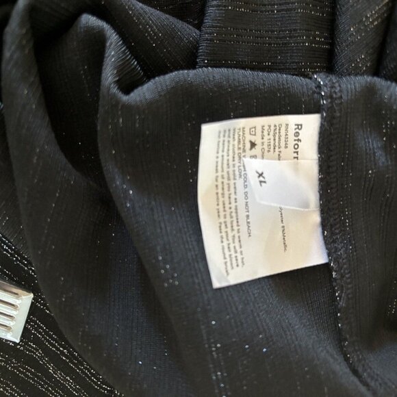 Reformation Val Two Piece Top Midi Skirt Shimmer Stripe Black Size XL - Picture 8 of 8